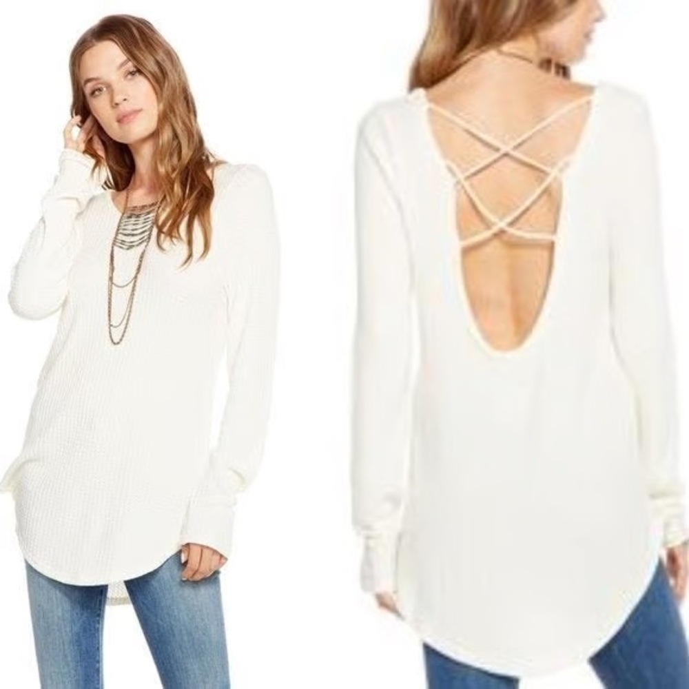 Chaser White Crisscross Back Women's Top